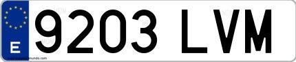 Ejemplo de matrícula española 9203 LVM