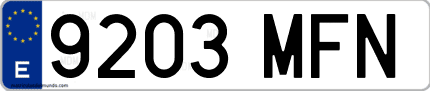 Ejemplo de matrícula de coche ordinaria 9203 MFN