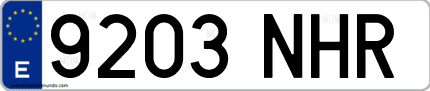 Ejemplo de matrícula de coche ordinaria 9203 NHR