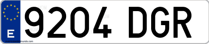 Ejemplo de matrícula de coche ordinaria 9204 DGR
