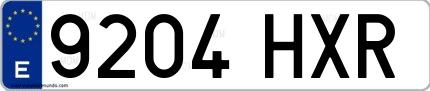 Ejemplo de matrícula española 9204 HXR
