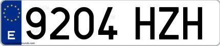 Ejemplo de matrícula española 9204 HZH