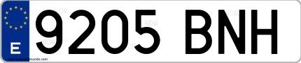 Ejemplo de matrícula española 9205 BNH