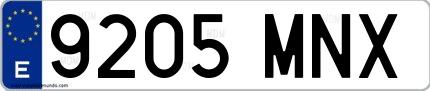 Ejemplo de matrícula española 9205 MNX