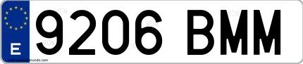 Ejemplo de matrícula española 9206 BMM