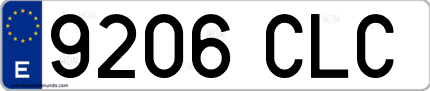 Ejemplo de matrícula de coche ordinaria 9206 CLC