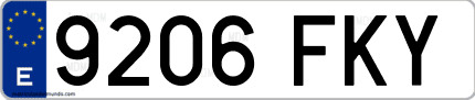 Ejemplo de matrícula de coche ordinaria 9206 FKY