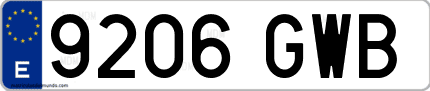 Ejemplo de matrícula de coche ordinaria 9206 GWB