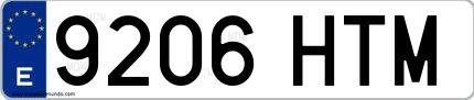 Ejemplo de matrícula española 9206 HTM