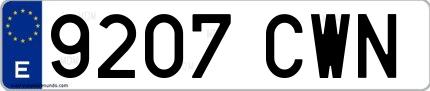 Ejemplo de matrícula española 9207 CWN
