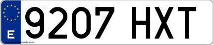 Ejemplo de matrícula española 9207 HXT