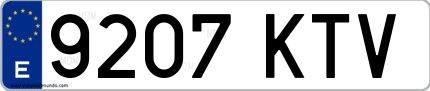 Ejemplo de matrícula española 9207 KTV