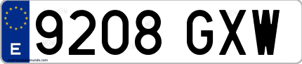 Ejemplo de matrícula de coche ordinaria 9208 GXW