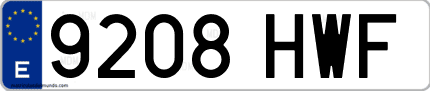 Ejemplo de matrícula de coche ordinaria 9208 HWF