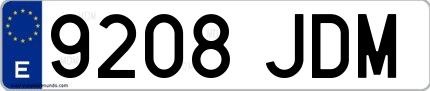 Ejemplo de matrícula española 9208 JDM