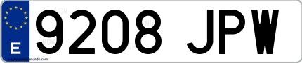 Ejemplo de matrícula española 9208 JPW