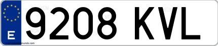 Ejemplo de matrícula de coche ordinaria 9208 KVL