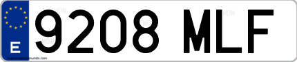 Ejemplo de matrícula de coche ordinaria 9208 MLF