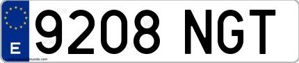 Ejemplo de matrícula española 9208 NGT