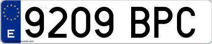 Ejemplo de matrícula española 9209 BPC