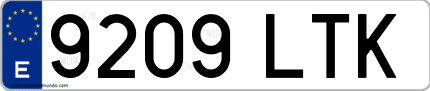 Ejemplo de matrícula de coche ordinaria 9209 LTK