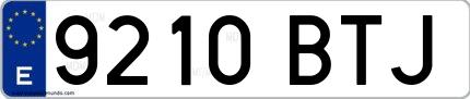 Ejemplo de matrícula española 9210 BTJ