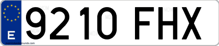Ejemplo de matrícula de coche ordinaria 9210 FHX