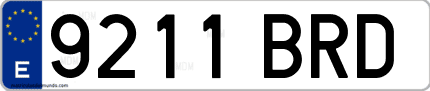 Ejemplo de matrícula de coche ordinaria 9211 BRD