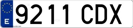 Ejemplo de matrícula española 9211 CDX