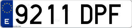 Ejemplo de matrícula de coche ordinaria 9211 DPF