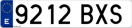 Ejemplo de matrícula de coche ordinaria 9212 BXS