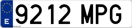 Ejemplo de matrícula de coche ordinaria 9212 MPG