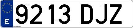 Ejemplo de matrícula española 9213 DJZ