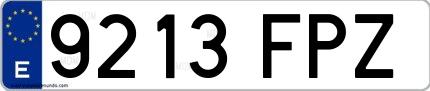Ejemplo de matrícula de coche ordinaria 9213 FPZ