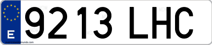 Ejemplo de matrícula de coche ordinaria 9213 LHC