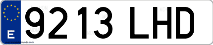 Ejemplo de matrícula de coche ordinaria 9213 LHD