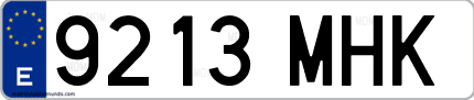 Ejemplo de matrícula de coche ordinaria 9213 MHK