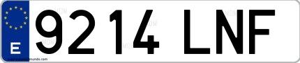 Ejemplo de matrícula española 9214 LNF