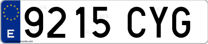 Ejemplo de matrícula de coche ordinaria 9215 CYG