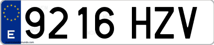 Ejemplo de matrícula de coche ordinaria 9216 HZV