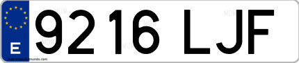 Ejemplo de matrícula de coche ordinaria 9216 LJF