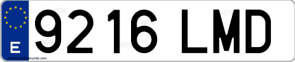 Ejemplo de matrícula de coche ordinaria 9216 LMD