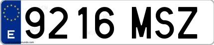 Ejemplo de matrícula española 9216 MSZ