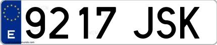 Ejemplo de matrícula española 9217 JSK