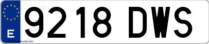 Ejemplo de matrícula de coche ordinaria 9218 DWS