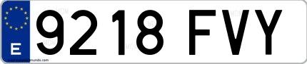 Ejemplo de matrícula española 9218 FVY