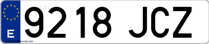 Ejemplo de matrícula de coche ordinaria 9218 JCZ