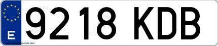 Ejemplo de matrícula española 9218 KDB