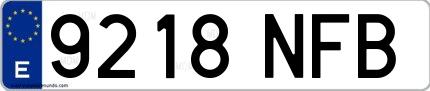 Ejemplo de matrícula española 9218 NFB