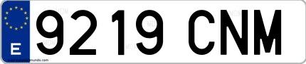 Ejemplo de matrícula española 9219 CNM